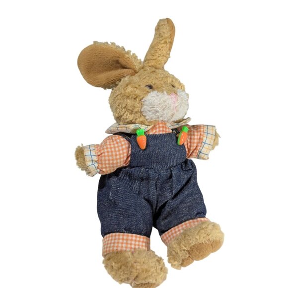 Paws March Of Dimes 2003 Easter Bunny Plush W/ Denim Overalls & Carrot Buttons 1 - Picture 1 of 3